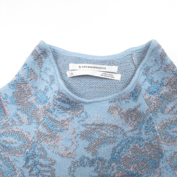 Anthropologie The Beatriz Mock-Neck Sweater: Lurex Edition Blue Small - Picture 7 of 10